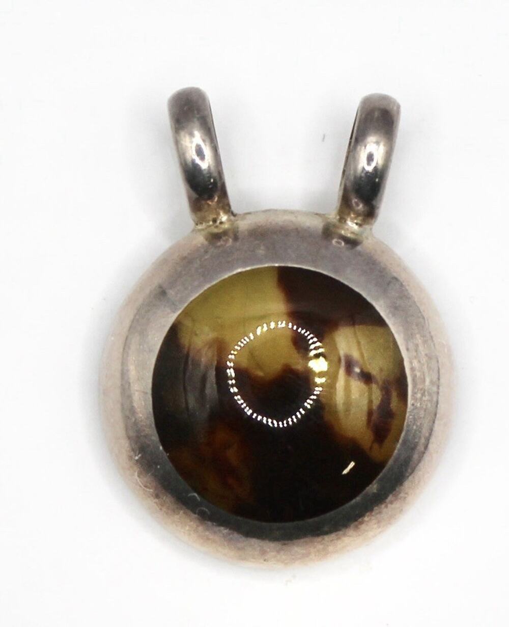Vintage .925 Silver Stone Inlay Pendant Made in Mexico